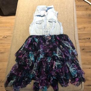 A summer blue jean tule butterfly dress